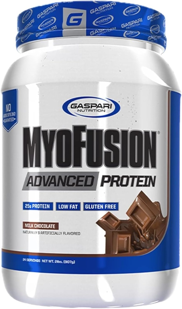 Gaspari Nutrition Myofusion Advanced Protein, Protein Blend with Whey Protein, Casein Protein and Isolate Protein, Low Fat and Gluten Free (2 libras, Chocolate)