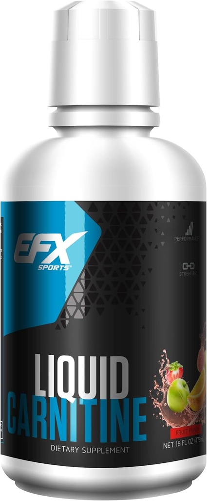 EFX Sports L-Carnitine Liquid 1500mg, Mejorar el rendimiento y la fuerza, vitamina B5 (31 Servimientos, fruta picante)