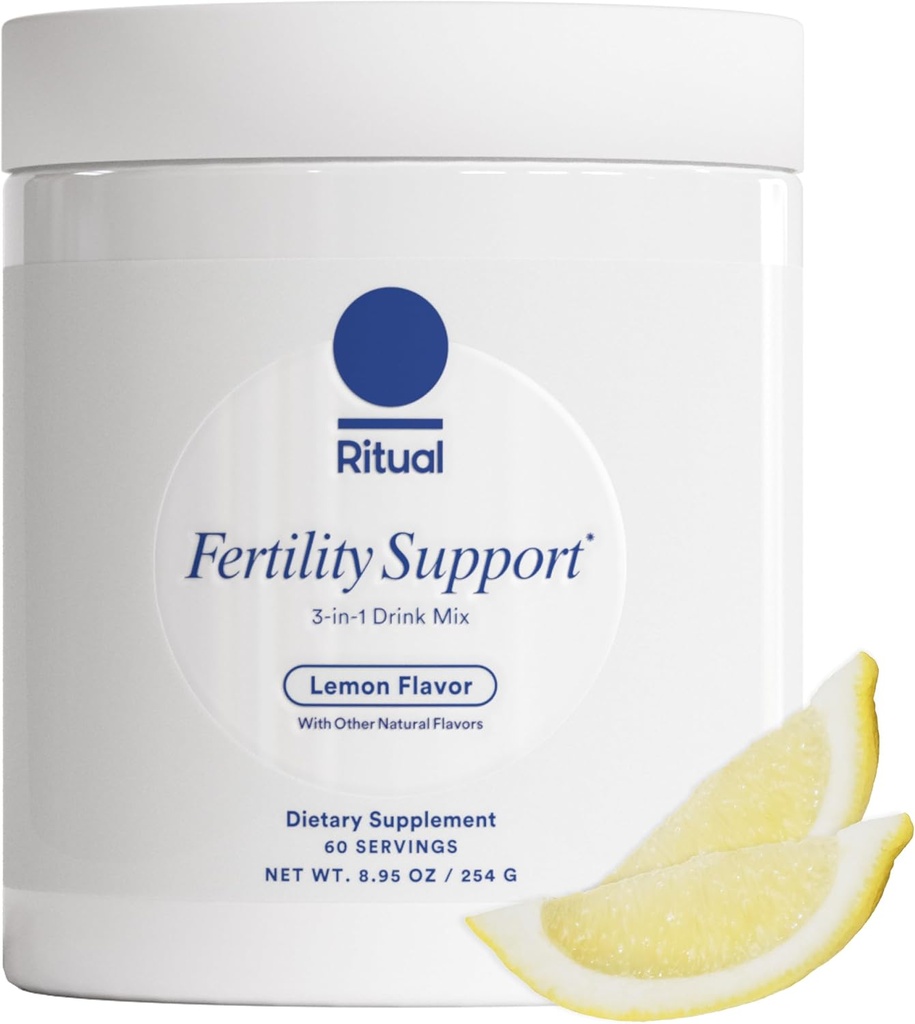Suplemento de Apoyo a la Fertilidad Ritual para Mujeres 3-en-1 Bebida-Mix Formulado para apoyar los resultados de la concepción con ingredientes estudiados (CoQ10, NAC, Myo-Inositol) y diseñado con un OB/GYN. 60 Servimientos.*