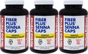 Yerba Prima Fiber Plus Senna Capsules, 180 Count (Pack of 3) - 118 Servings of Gentle Overnight Relief, USA Made, Non-GMO, for Short-Term Use to Restore Regularity