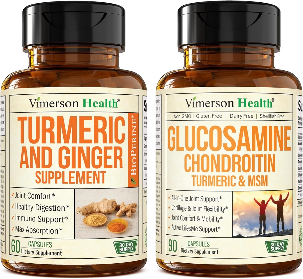 Suplemento Turmérico y Ginger Root Joint Support Suplemento " Glucosamine Chondroitin MSM y Suplemento Turmérico