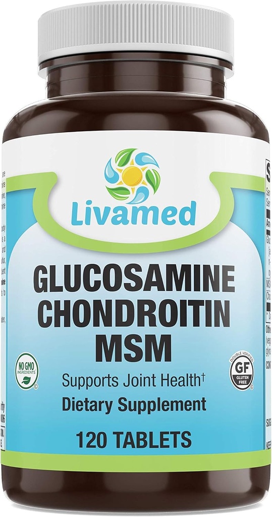 Complejo completo de Glucosamine Chondroitin MSM – Suplementos de soporte conjunto para rodillas, espalda, HIPS " Inflamación - Mobility Health Supplement for Pain, Aches, Soreness " Inflammation - 120 Tablets