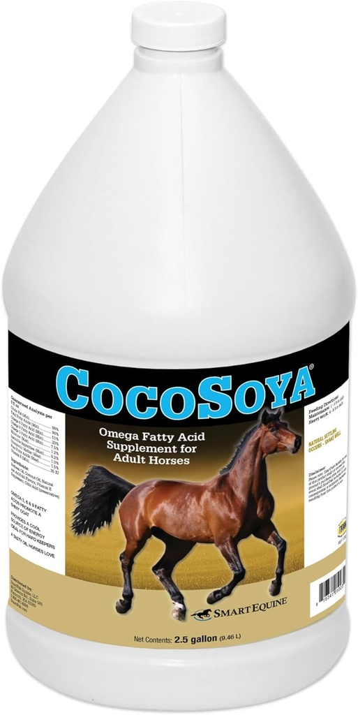 SmartEquine CocoSoya Oil ← Petróleo para la piel y la corbata tóxico Contiene Aceite de soja y coco para la salud general de la carne brillante y del caballo Silencioso ácidos grasos para una apariencia lustrosa tención 2.5 Gallon