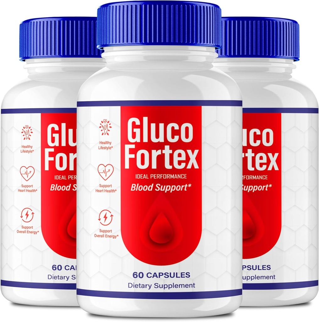 Gluco Fortex Capsules, GlucoFortex Apoyo Suplemento Pills - Maximum Strength, Gluco Fortex Health & Wellness All Natural Formula, Oficial GlucoFortex Health Capsules Comentarios (3 Pack)