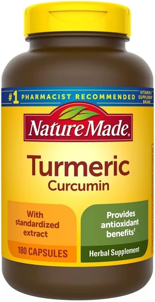 Nature Made Turmeric Curcumin 500 miligramos. Cápsulas (Antioxidante) Valor Tamaño 180 Ct