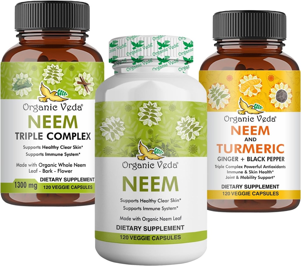 Premium Neem &amp; Turmeric Supplement Bundle – 2 en-1 Capsule Formula for Skin Health, Immune &amp; Cleansing Support