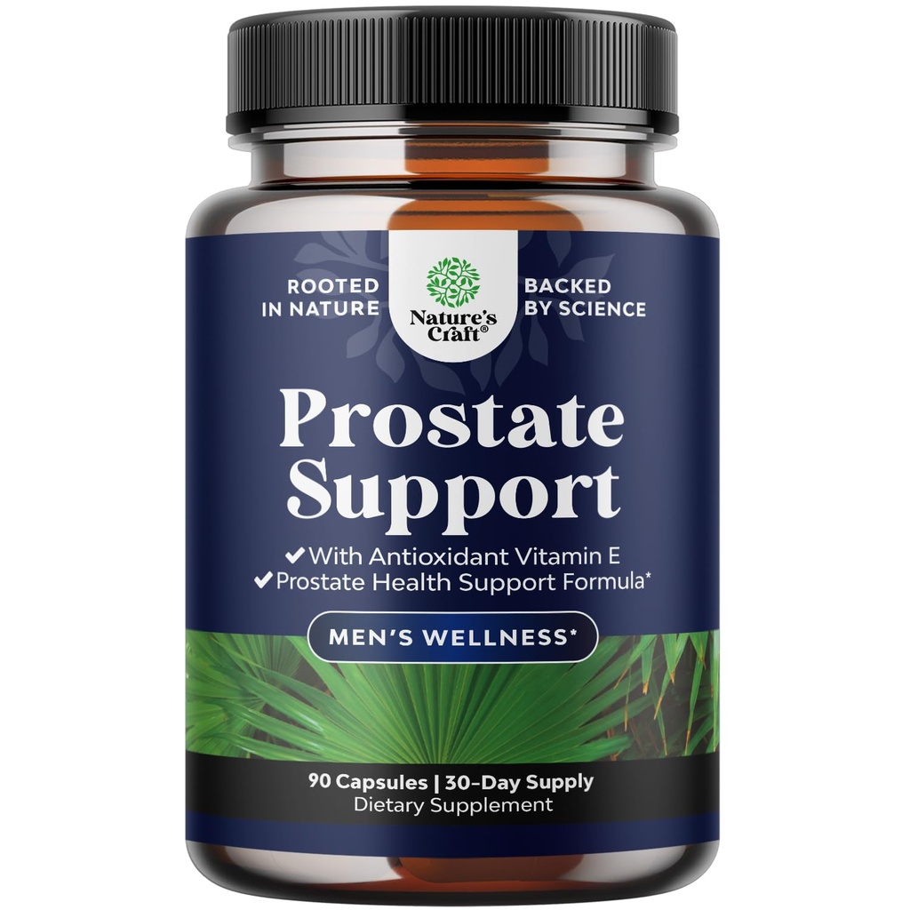 Herbal Prostate Supplement for Men - Potent Pygeum and Saw Palmetto Extract with Beta Sitosterol " Green Tea for Urinary Tract Support - Male Health Blend for Frequent Urination - 90 Capsules