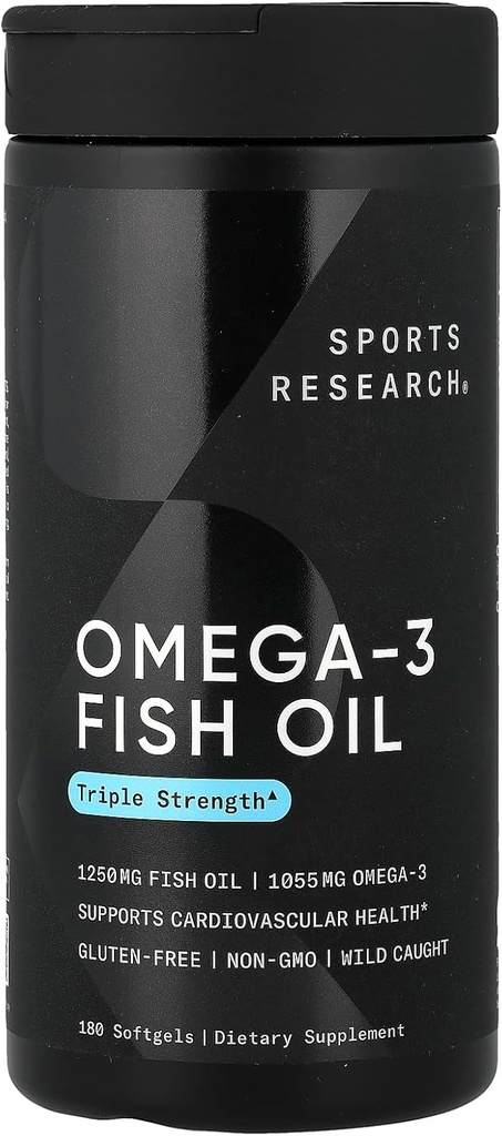 Sports Research Omega-3 Fish Oil, Triple fuerza, 180 Softgels