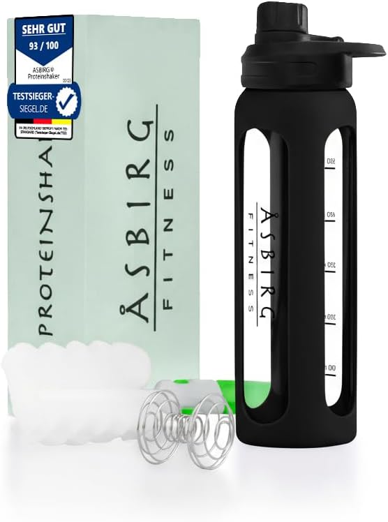 2.0 Gimnasio Silencio Protein Shaker Made of Glass ← Protein Shaker Silencioso para beber Botella Silencio con Spiral Ball Silencio 24 oz (Negro)