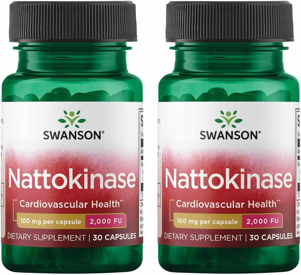 Swanson Nattokinase 2000 Unidades Fibrinolíticas 100 Milligrams 30 Capsules Enzyme (2 Pack)