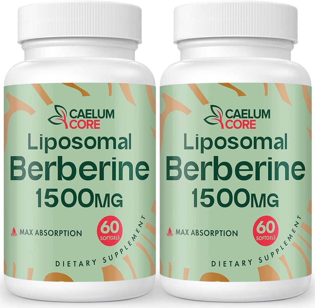 Liposomal Berberine HCL - Berberine 1500mg Alta Biodisponibilidad, Beberinas Suplemento para Mujeres y Hombres (2 Pack)