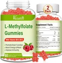 L-Methylfolate 15 mg Gummies with Methyl B12, Folate Supplement for Mood, Brain Health, Immune Support, Raspberry Flavor, 120 Count