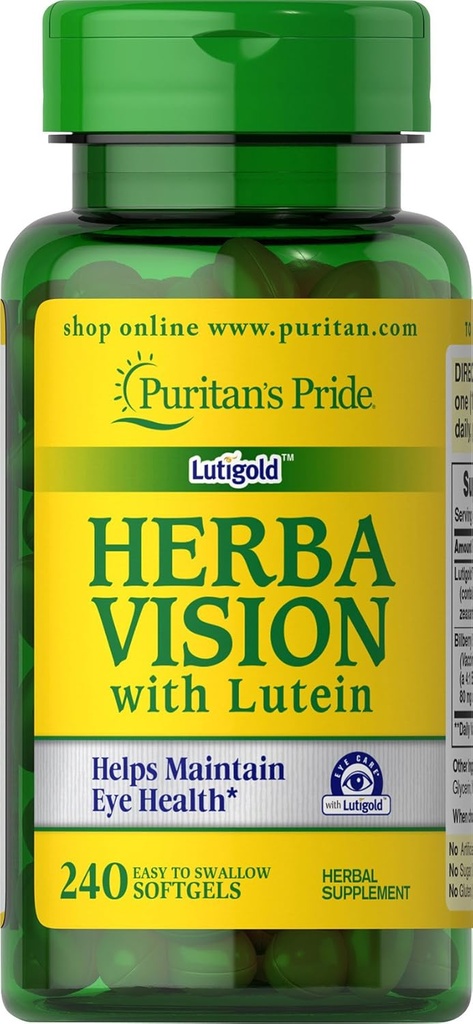 El orgullo de Puritan Herbavision con Lutein, Zeaxanthin, Bilberry Softgels, 240 Conde