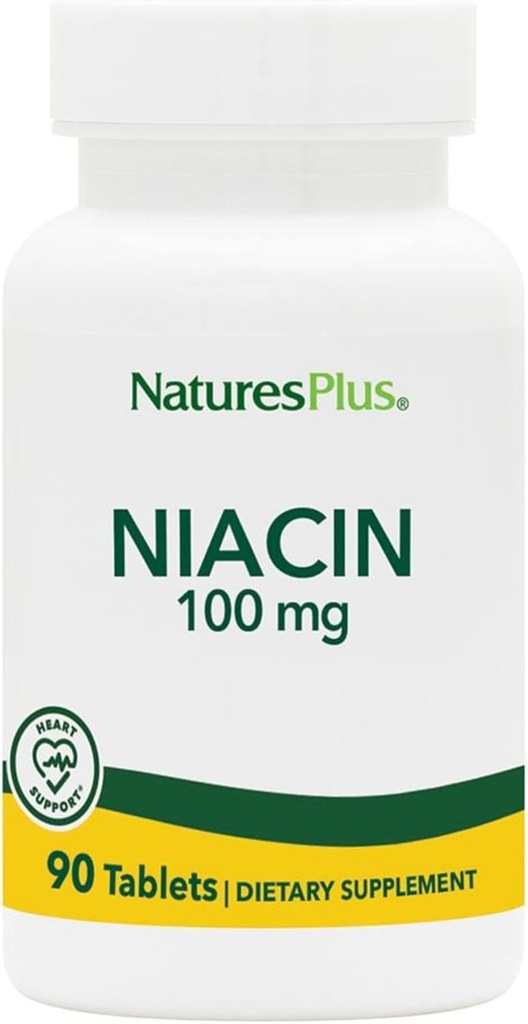 Naturalezas Plus Niacina - 100 mg, 90 Tabletas Vegetarianas - Suplemento de vitamina B3 de alta potencia - Sin gluten - 90 Actuaciones