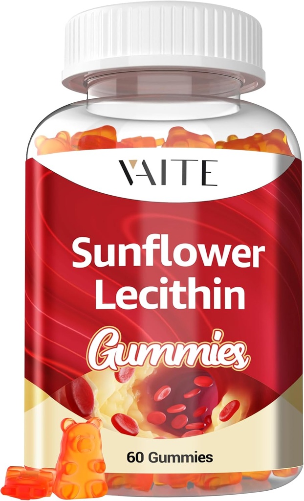 Sunflower Lecithin Gummies 800mg - Vegan, Non-GMO, Soy-Free & Gluten-Free - Supports Daily Nutrition, Easy-to-Digest Chews for Adults, Lactation Supplement, Natural Wellness Support - 60 Vegan Gummy