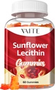Sunflower Lecithin Gummies 800mg - Vegan, Non-GMO, Soy-Free &amp; Asistencia Nutrición diaria, Mandíbulas fáciles de digerir para adultos, Suplemento de lactancia, Natural Wellness Support - 60 Vegan Gummy