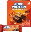 Puro Protein Candy Bar Bites, Chocolate Peanut Caramel, 5g Protein, Gluten Free, Low Sugar, 0.70 oz, 16 Pack (Paquete May Vary)