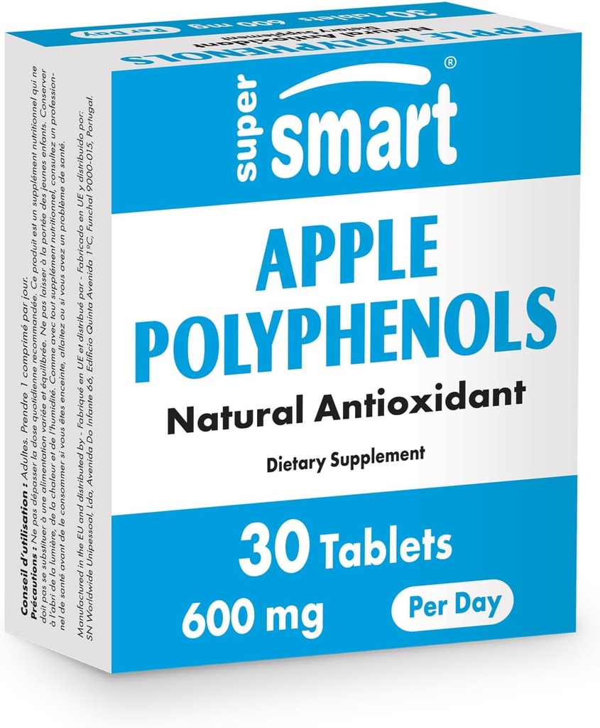 Supersmart - Apple Polyphenols Suplemento 600mg por día (High Strength 80% Polyphenols) - Apple Extract  durable Non-GMO & Gluten Free - 30 Tablets