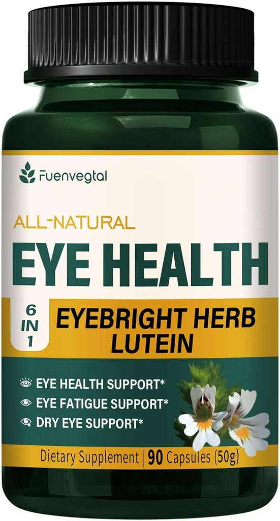 Salud de los ojos cápsulas con hierba de Eyebright (Euphrasia officinalis), fatiga de los ojos " Apoyo a los ojos secos Suplemento herbal w/Lutein Blueberry Extract. 90 Conde