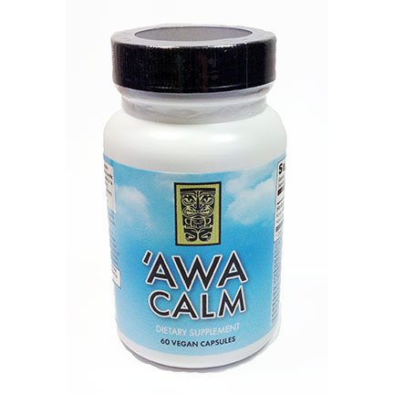 ‘Awa Calm Capsules - Kava-Based Herbal Suplemento con 30% Kavalatone, Calamus Root, Pasión Flor, Lemon Balm &amp; Hops (60 cápsulas)
