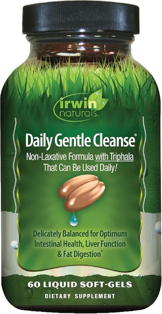 Irwin Naturals Daily Gentle Cleanse - Non-Laxative Formula with Triphala - 60 Liquid Softgels