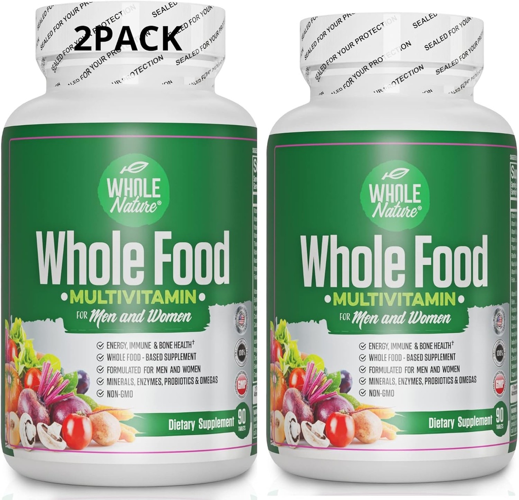 Multivitamina entera de alimentos para hombres y mujeres (2PACK): Superalimentos diarios de toda la naturaleza Vitaminas y minerales Enzimas digestivas, probióticos y omegas. Multi vitamina basada en plantas, sin GMO Gluten libre