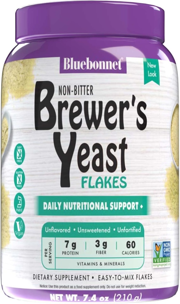 Bluebonnet Nutrition Super Earth Brewers Yeast Flakes, Super Food, Whole Food, Source for Vitamins, Great Tasting, Vegan, Vegetarian, Non GMO, Gluten Free, Soy Free, Milk Free, Kosher, 7.4 oz