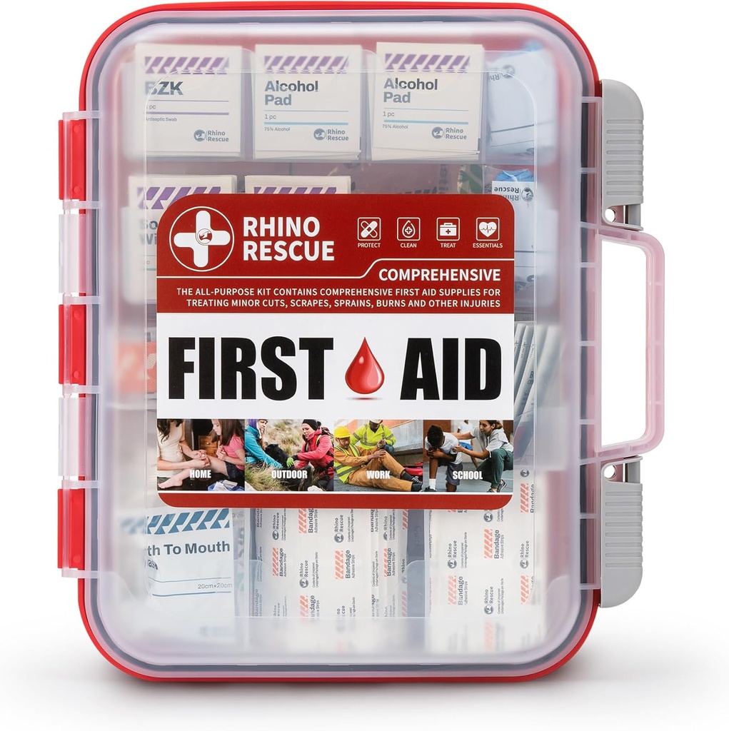 RHINO RESCUE 371 Piezas OSHA Kit de primeros auxilios para todo el cuerpo, Inicio &amp; Servicios médicos profesionales, Ideal para emergencia, escuela, negocios