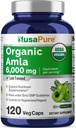 NusaPure Organic Amla Capsules 10:1 Extracto, 600 mg Equivalente a 6.000 mg Silencio 120 Conde Silencio Amalaki Fruit Silencio USDA, Vegan, Non-GMO Suplemento