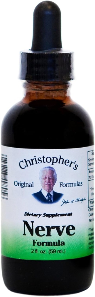 Fórmulas originales de Christopher Nerve Fórmula, Suplemento Natural Herbal, 2 oz