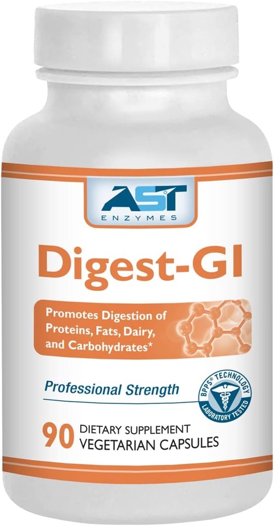 AST Enzymes Digest-GI Digestive Enzyme - Digestion and Bloating Relief for Women and Men - 90 Vegetarian Capsules