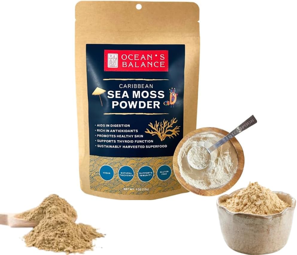 Saldo de Ocean's Clean Taste of Maine Sea Moss Powder (4oz) - Raw, Wildcrafted, Premium Quality - Apoya Detox, Digestive Health, Immune System, Skin & Hair by Nature's Choice