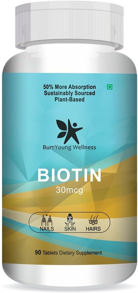 Biotina 30mcg, Suplemento para el Crecimiento del Pelo, Cabello Fuerte y Esquía de Alambramiento, Combate Brittleness 90 Tabletas