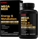 GNC Mega Men Energy &amp; Metabolism Multivitamin Caplets, clínicamente probado para sentirse mejor, Calorie Burn, Focus, 100mg Caffeine, Thermogenic, Immune, B Vitaminas, Timed Release, 180 Cuenta, 90 Day Supply