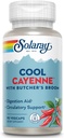 SOLARAY Cool Cayenne Pepper 40,000 HU con Carniceros Broom for Healthy Circulation Support Silencio 90 VegCaps