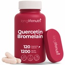 LongLifeNutri Quercetin 1000mg with Bromelain 200mg - 120 Vegetarian Capsules, Organic Dihydrate Complex for Joint Mobility & Respiratory Balance, 2-Month Supply, GMP Certified, Made in USA