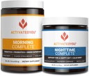 ACTIVATEDYOU Morning Complete Prebióticos, Probióticos y Superalimentos Verdes (Citrus Medley) " Nighttime Complete, Ashwaghanda (Raspberry Lemonade), 30 Servimientos