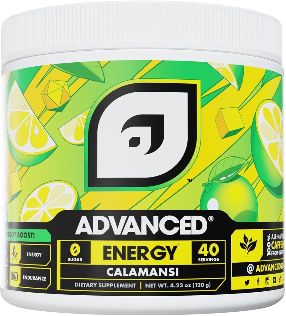 Advanced Energy - Energy Boosting Formula with Electrolytes for Hydration - L-Theanine to Combat Jitters - Sugar Free > Keto Friendly - No Maltodextrin (40 Servings) (Calamansi)