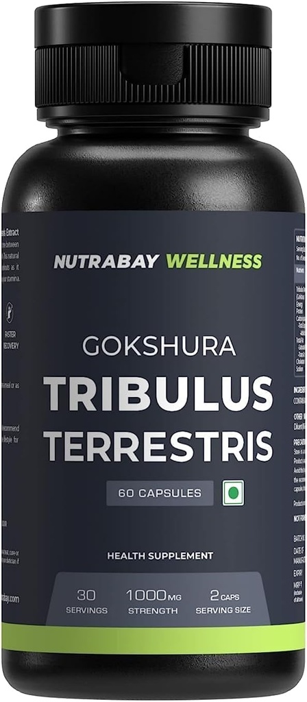Wellness Tribulus Terrestries (Gokshura) - Apoyo natural para la energía, el rendimiento & resistencia &amp; crecimiento muscular - 1000mg, 60 cápsulas de Veg