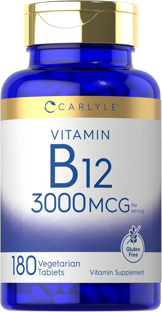 Carlyle B12 Vitamina 3000 mcg Silencio 180 Tablets ← Suplemento Vegetariano 