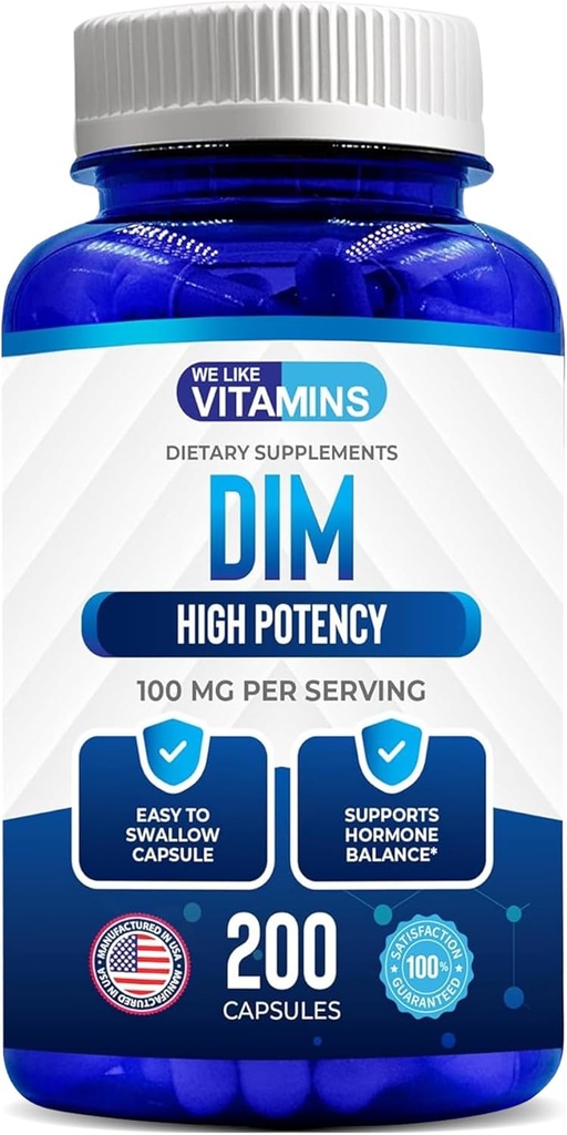 Nos gustan las vitaminas DIM 100mg 200 cápsulas - 200 Day Supply - Diindolylmethane DIM Suplemento de apoyo con niveles de estrógeno y hormonas saludables