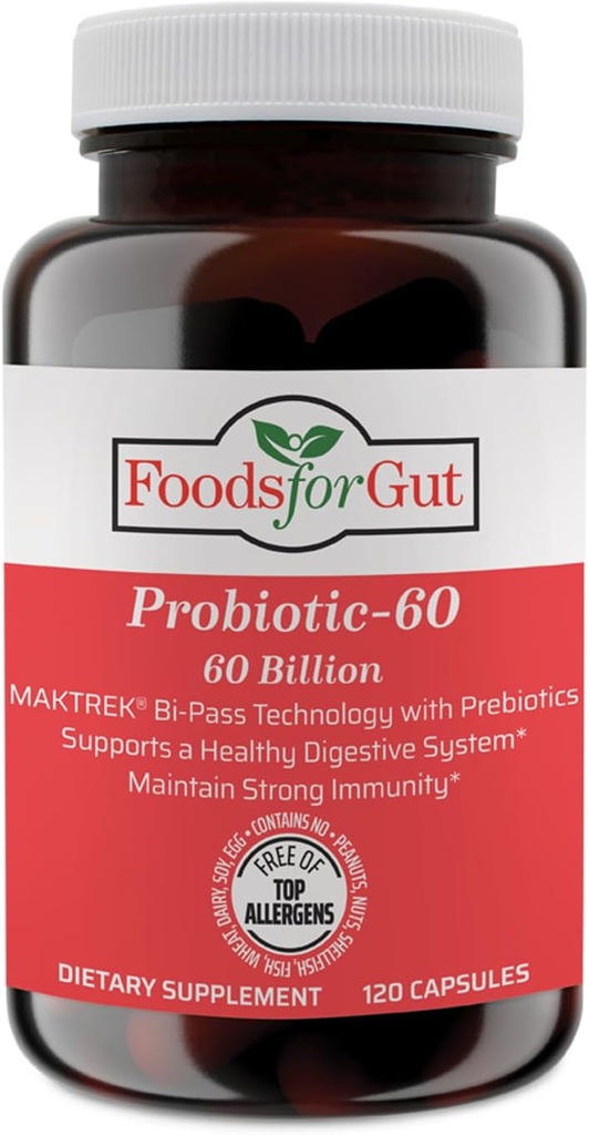 Alimentos para Gut Probiotic Capsules 60 Billion Cfu's ← MAKTrek Bipass Technology ← Digestive &amp; Immune Support 120 Capsules