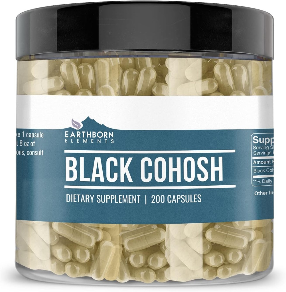 Elementos tercos Negro Cohosh 200 capsules, Puro ' Undiluted, No Additives