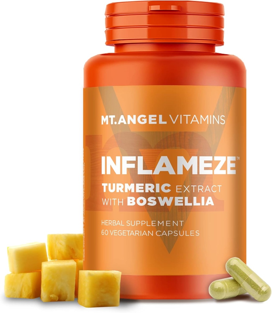 Mt. Angel Vitaminas - InFlamEze, Boswellia, Curcumin, Quercetin, Bromelain (60 cápsulas vegetarianas)