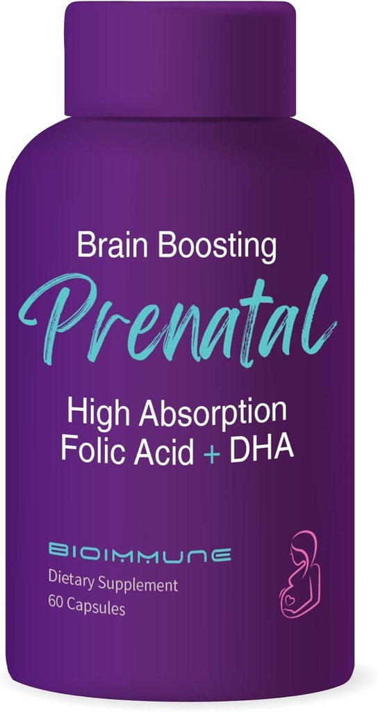 Vitaminas Prenatales de Ultra Fuerza Bio-Available para Mujeres, Naturalmente Occurring Folate Folic Acid, DHA Omega 3. apoya el desarrollo cerebral, desarrollo fetal saludable