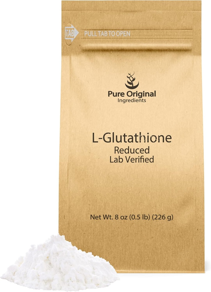 PURE ORIGINAL INGREDIENTES L-Glutathione Powder (8 oz) Reducido, siempre puro, Lab Verified Suplemento