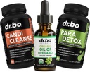 Oregano Oil Organic Liquid Drops &amp; Cleanse Capsules - Aceite Orgánica de Oregano Drops Tincture Extract, Candi Cleanse Detox - Acid caprílico, Wormwood Black Walnut & Cloves Capsules