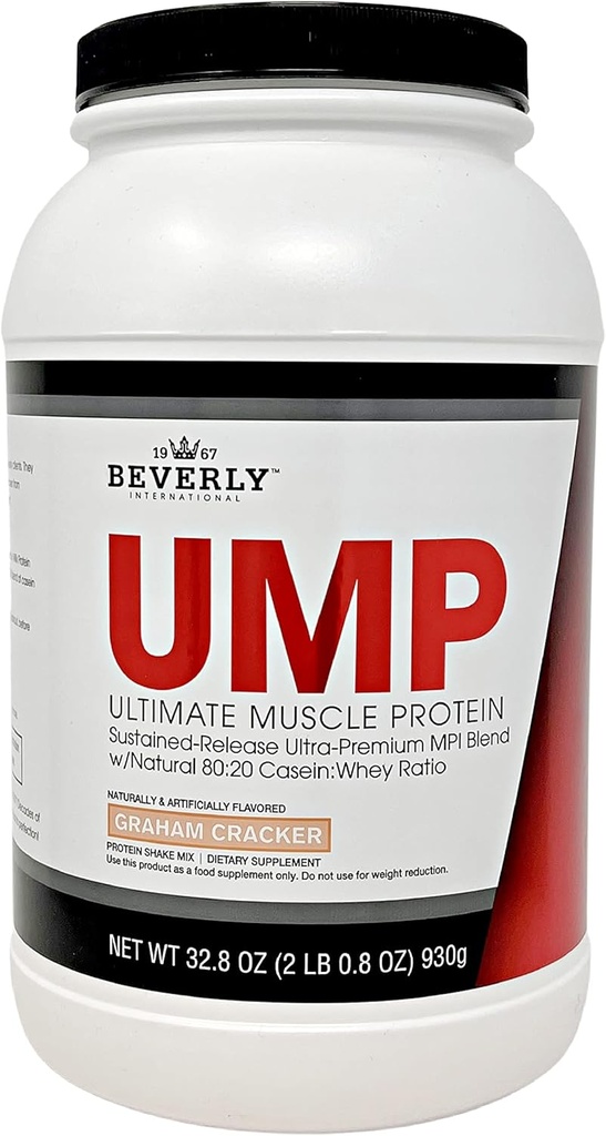 Beverly International UMP Protein Powder, Graham Cracker. Unique Whey-Casein Ratio Builds Lean Muscle Support. Fácil de digerir. Sin Bloat. (32.8 oz) 2lb .8 oz