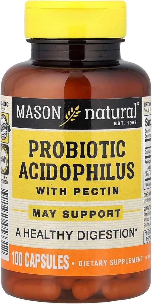 MASON NATURAL Acidophilus probiótico con Pectina, 100 cápsulas