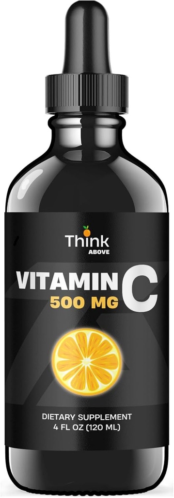 Vitamina líquida C - Alta dosis - Vitamina C gotas - para adultos y niños - 500 mg - Líquido VIT C - No GMO - Vitamina C Suplemento líquido (4 fl oz 120 ml)